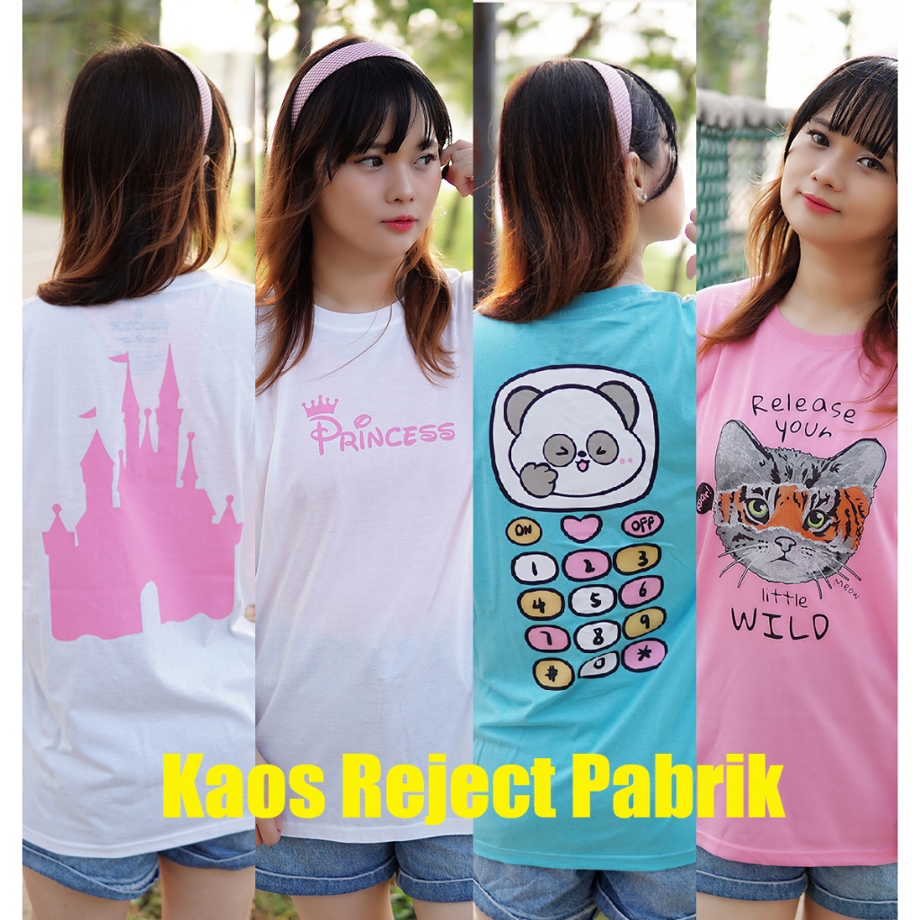 kaos katun reject pabrik oversize wanita dewasa tshirt ukuran xl