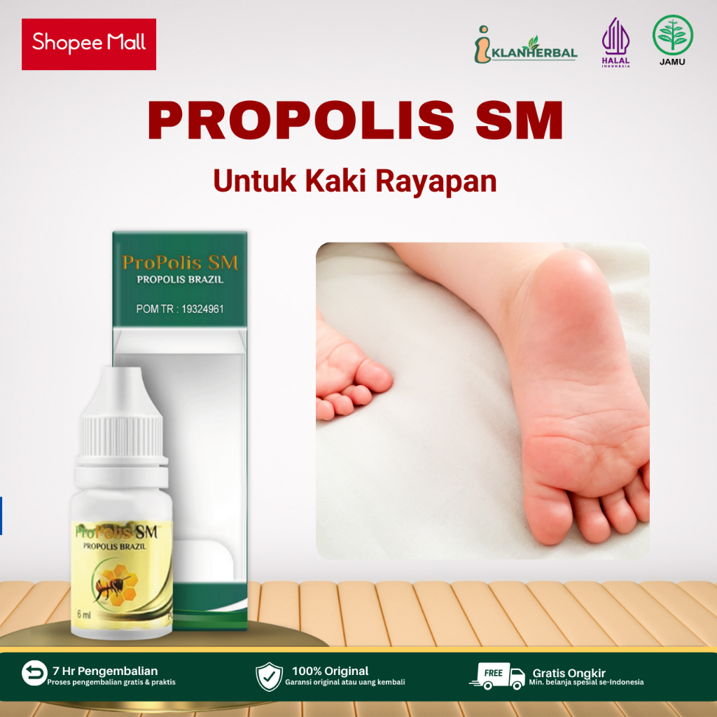 Obat Kaki Rayapan, Pitted Keratolysi, Kaki Rayapan Berlubang, Tumit Kaki Pecah - Propolis SM