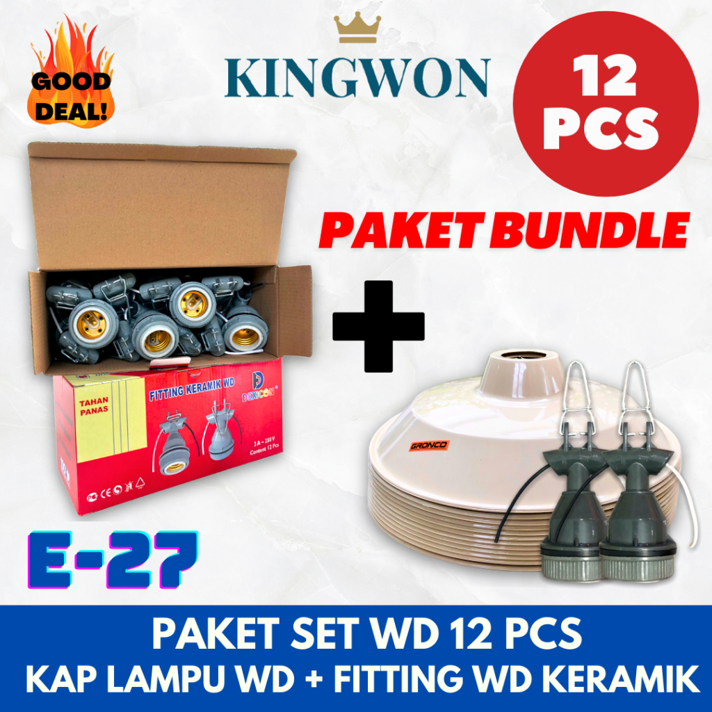 [PAKET 12 PCS ] KAP LAMPU GANTUNG/KAP WD+FITTING GANTUNG KERAMIK WD LAMPU OUTDOOR FITTING OUTDOOR