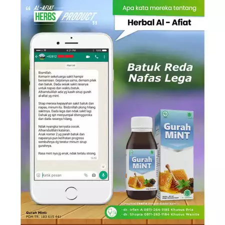 Madu Gurah Mint Al Afiat Obat Sirup Herbal Batuk Sesak Nafas Asma 125 ml ORIGINAL