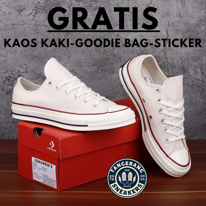 Sepatu Converse 70s Low Cream | Sepatu Pria Wanita | Converse Pendek | Sepatu Sekolah Putih