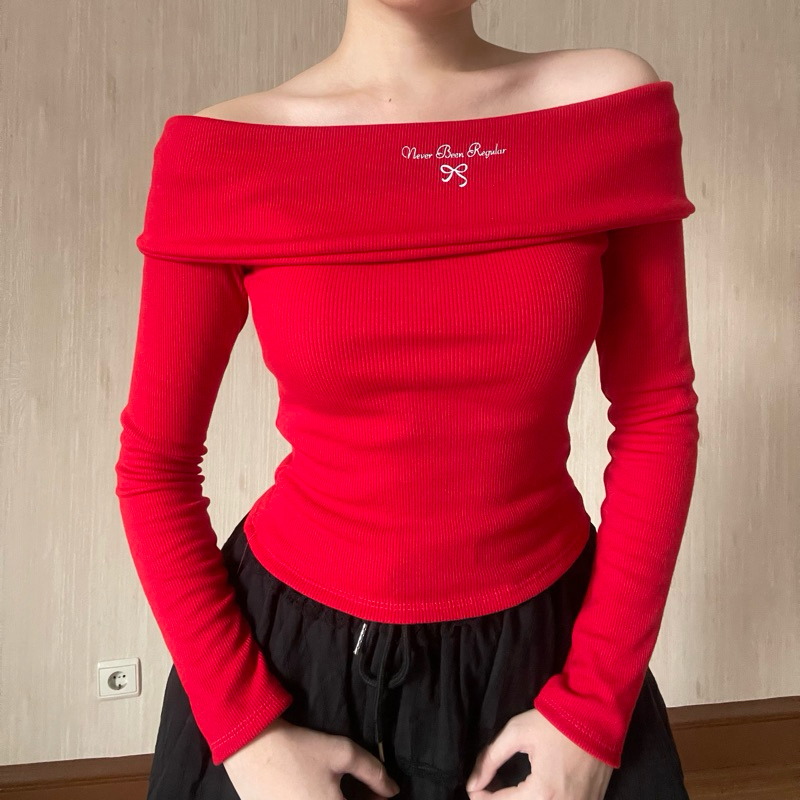Classic off shoulder knit top