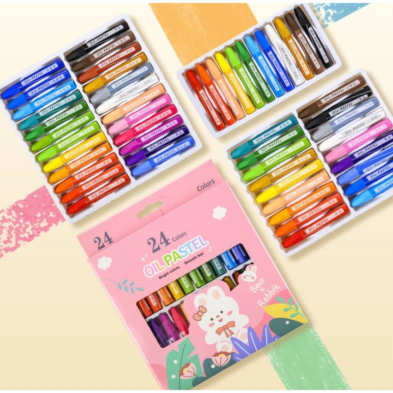 

TL_PROJECT29 Crayon oil pastel isi 12 dan 24 warna untuk mewarnai aman buat anak-anak GS8.12