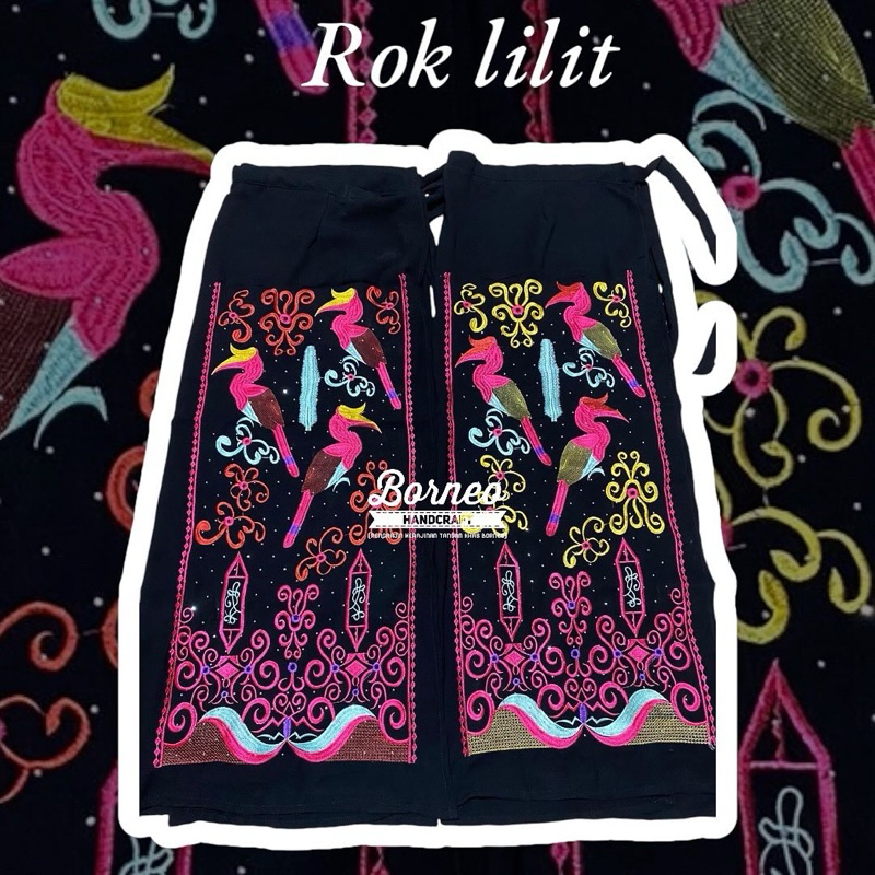 Rok lilit bordir Kalimantan | Kain bordir etnik kalimantan | Rok lilit bordir motif kaltim | kain li