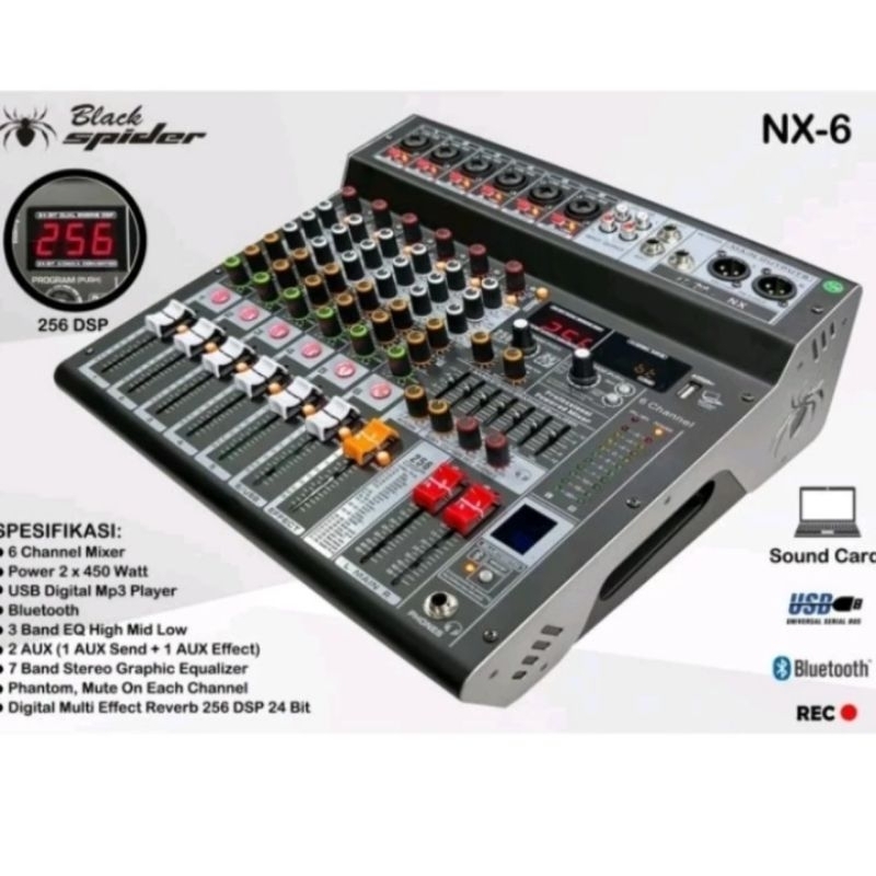 Power Mixer 6 Channel Blackspider NX6 Original