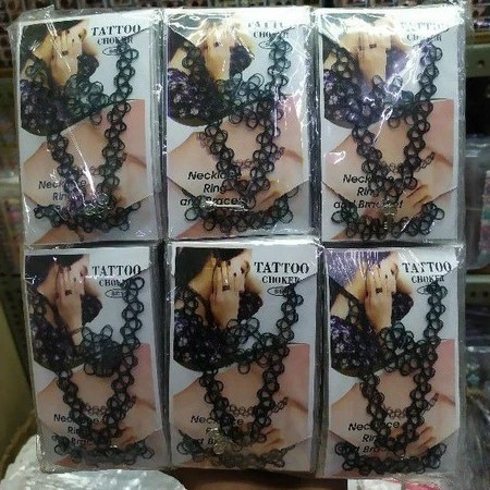 choker tatto kalung 3 IN 1 kalung cin cin gelang tatto