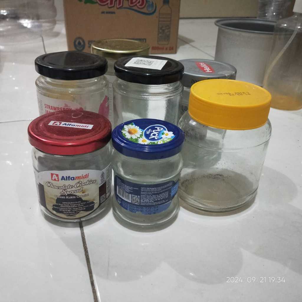 Toples Kaca Bekas Botol Kaleng Selai Jam