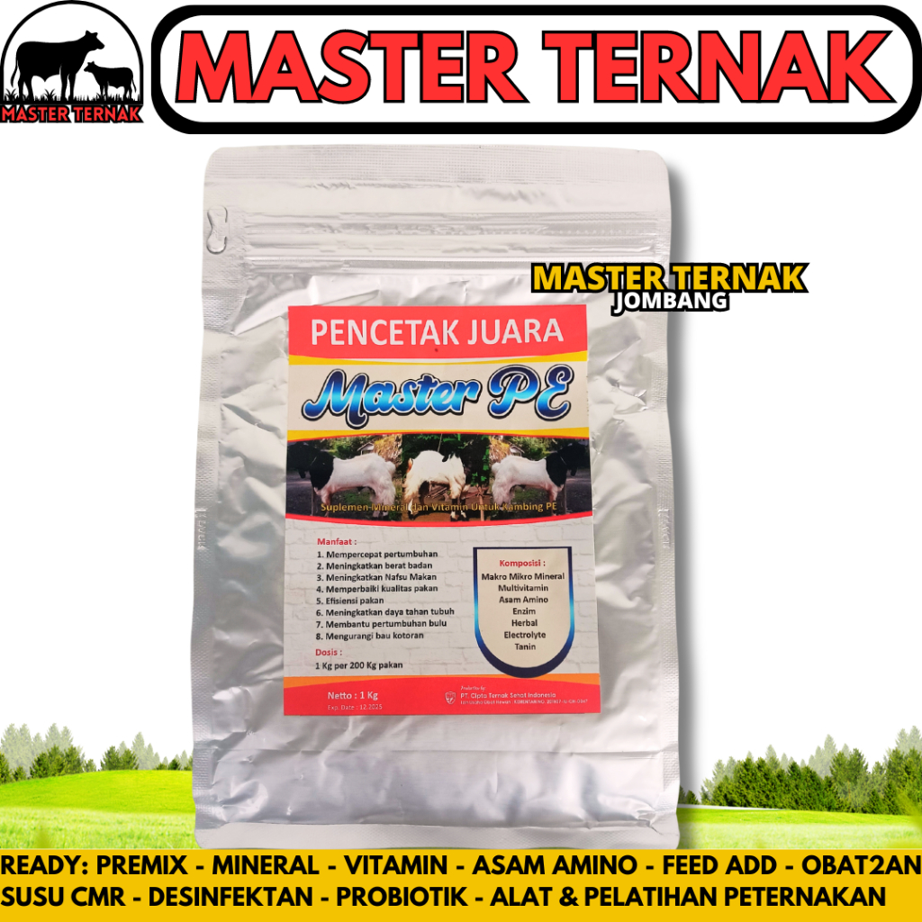 PREMIX KAMBING MASTER PE 1KG - Premix Kambing Pemacu Pertumbuhan Penggemukan & Pelebat Bulu Kambing
