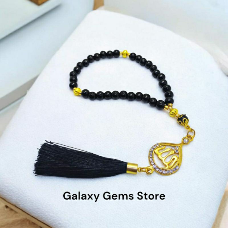 Tasbih Batu Black Onix 33 Butir 10mm lafad allah