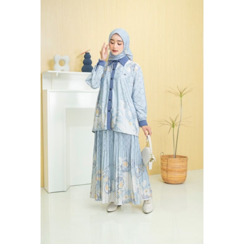 One Set Setelan Rok Plisket Prisket Premium Wanita Motif Elisabeth