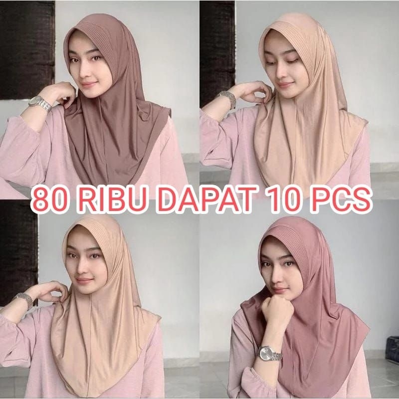 ISI 10 HIJAB SPORT UKURAN M BERGO HAMIDAH MENUTUP DADA TERMURAH