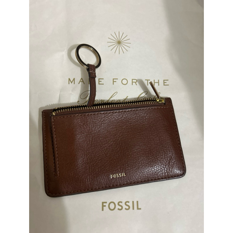 Preloved dompet kartu bisa buat dompet STNK brown full leather kulas fossil original f o s s i l oci