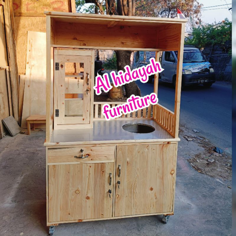 Gerobak Bakso / Gerobak Mie Ayam Kayu Jati Belanda