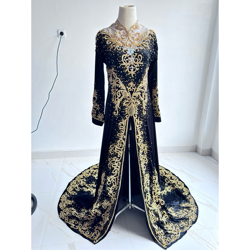 kebaya bludru ekor pengantin full payet jepang/kebaya bludru sabrina payet jepang