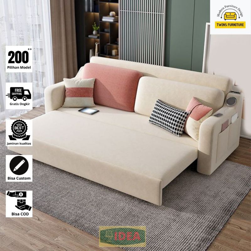 IDEA -Sofa Bed Aesthetic Ruang Tamu Minimalis/Sofa Multifungsi/Full Busa