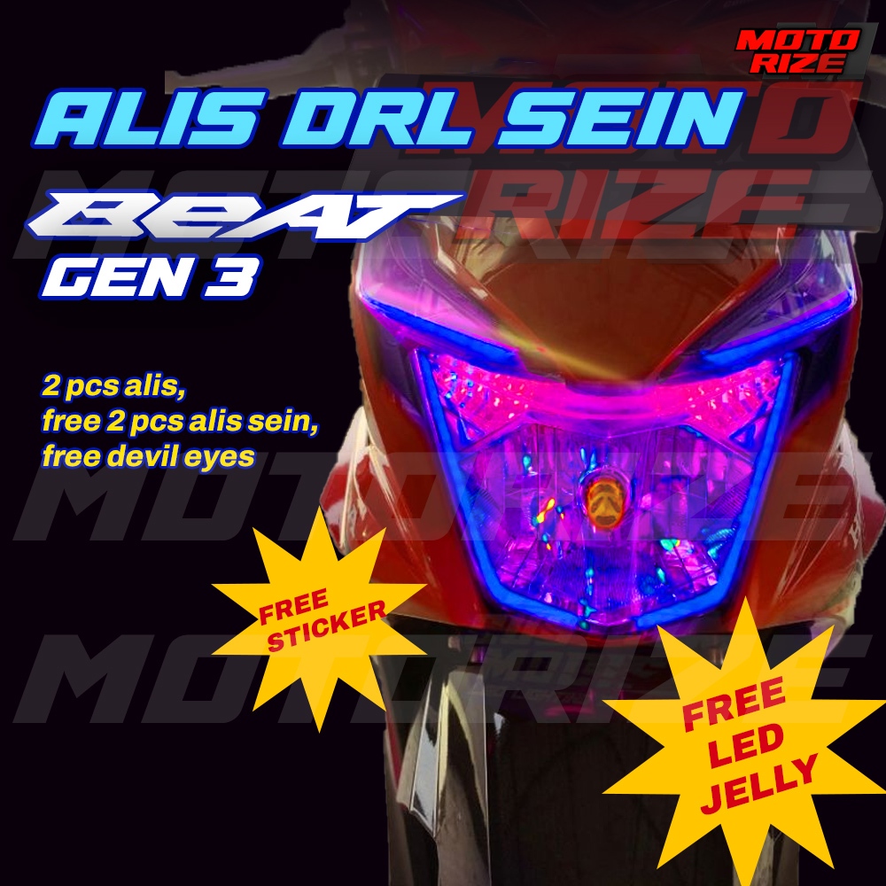 LAMPU ALIS BEAT GEN 3 BONUS ALIS SEIN DAN BONUS LED JELLY KEDIP LAMPU VARIASI LAMPU SENJA LAMPU DEPA