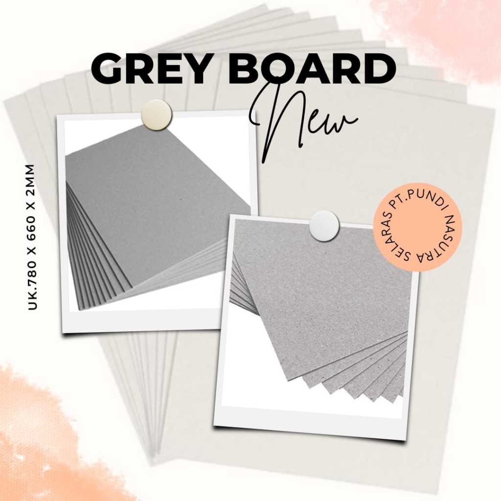 

GREY BOARD 1250 GSM 78 X 66 X 2MM / 5 LEMBAR
