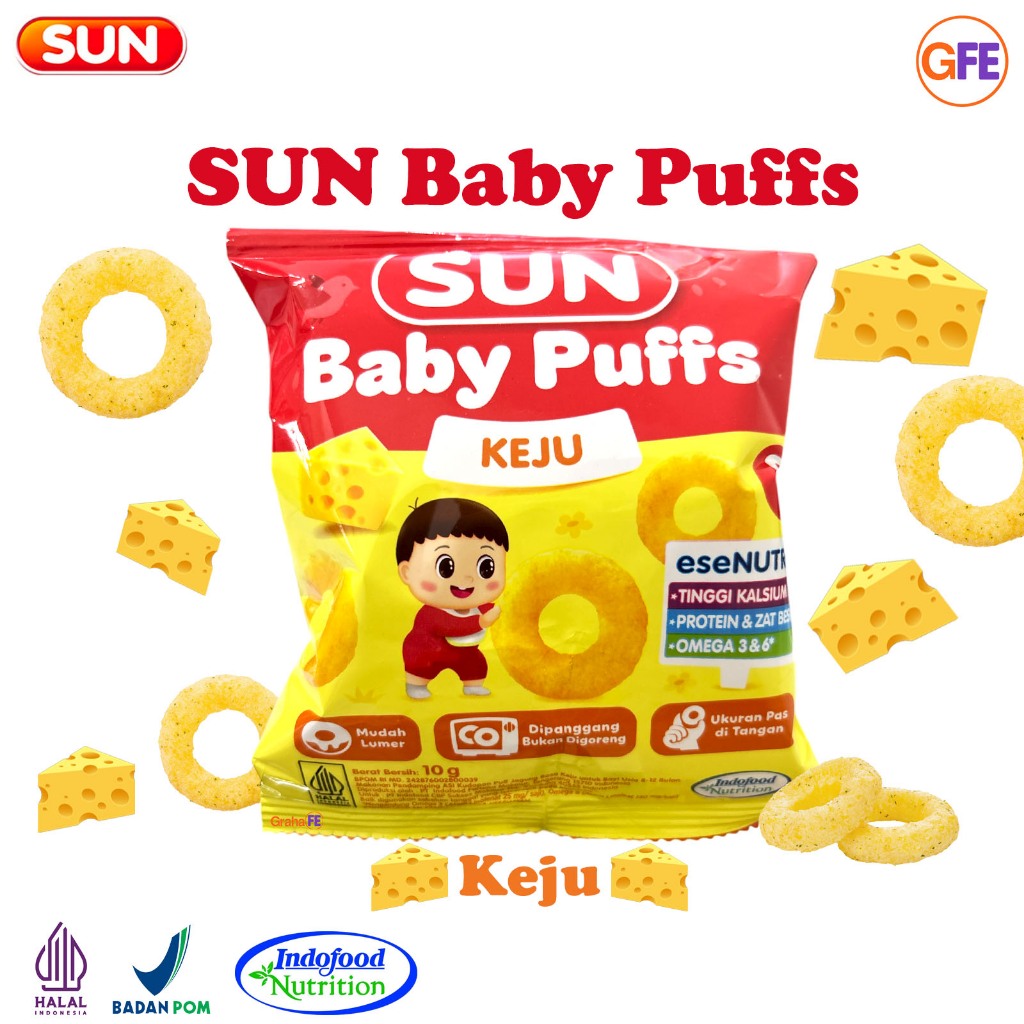 SUN Puffs Puff Camilan Snack Cemilan Bayi 8 bulan eseNUTRI Stroberi Keju