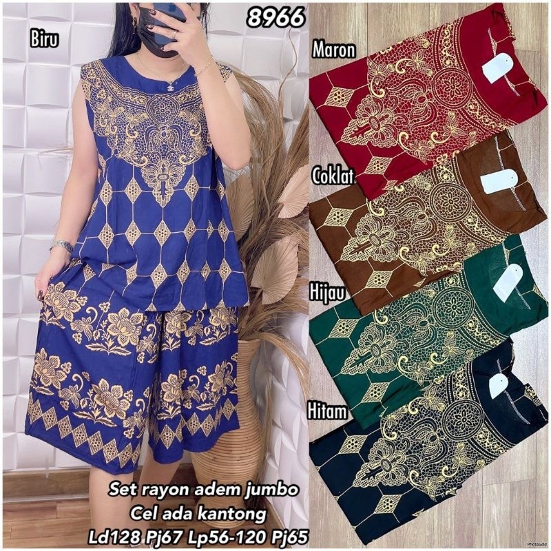 Stelan Set Wanita Bt kensi rayon kotak list 8966