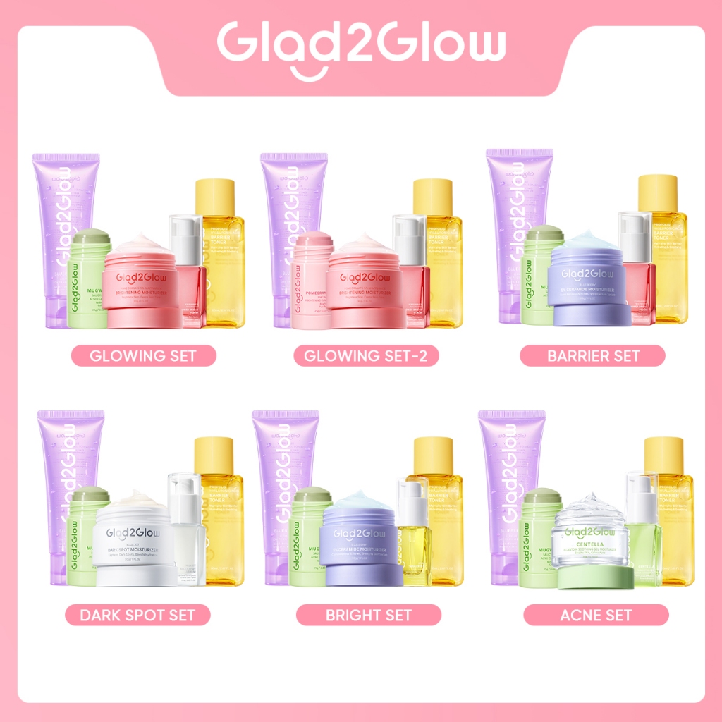 【PRE-ORDER】SPECIAL BUNDLE 5 in1 Glad2Glow 5pcs Paket Skincare Moisturizer Serum Clay Mask Face  Wash