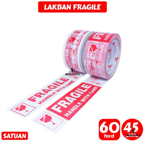 

Solasi Isolasi Lakban Fragile Fregile Perekat Pembungkus Peking Packing Paket Lakban Tape 60 80 Yard