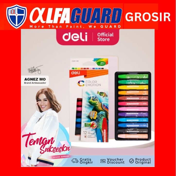 

Deli Oil Pastel Smooth Rich Blending 12, 18 Color EC20100 Crayon warna anak