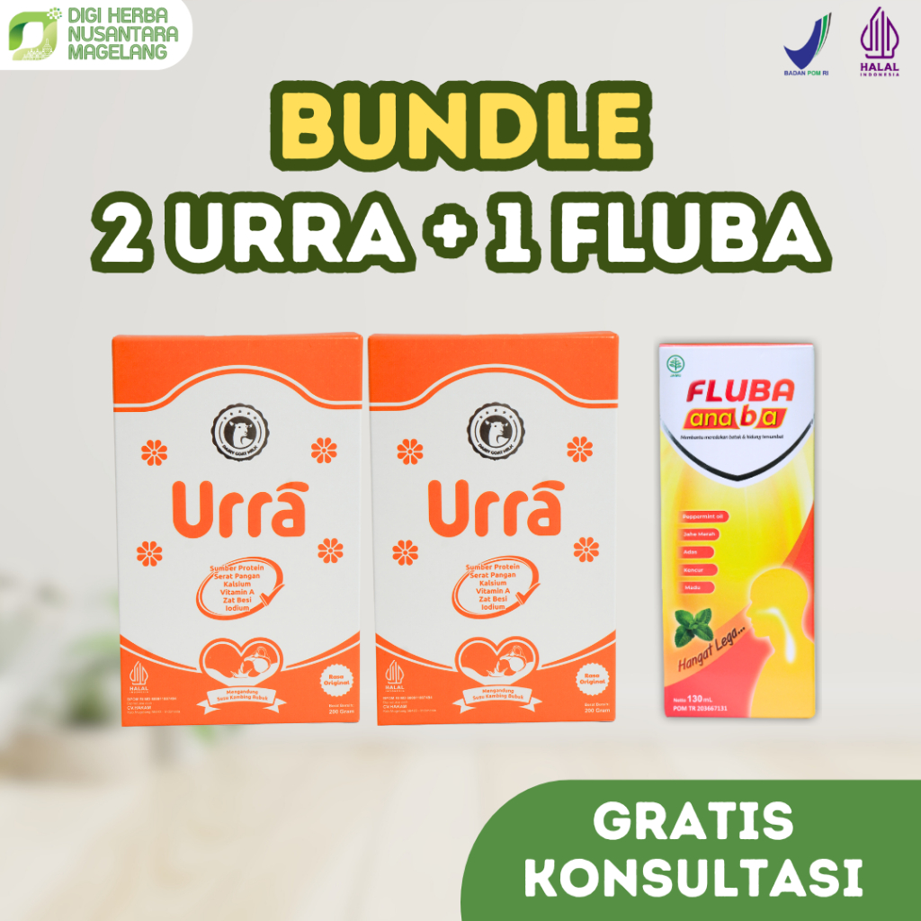 

PAKET BUNDLE Susu kambing urra 2 box + Fluba anaba 1 botol | Penambah nafsu makan & obat batuk anak