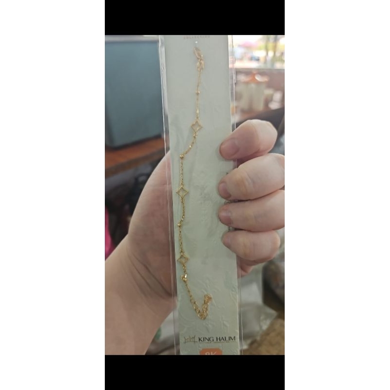 Gelang hollow nori lebar syahnaz emas asli 375 8k huruf H murah