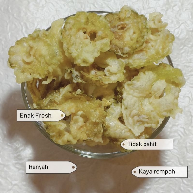 

[CAMILAN LEBARAN] Keripik Pare Renyah, Kaya rempah, Tidak Pahit 200g By Pareria