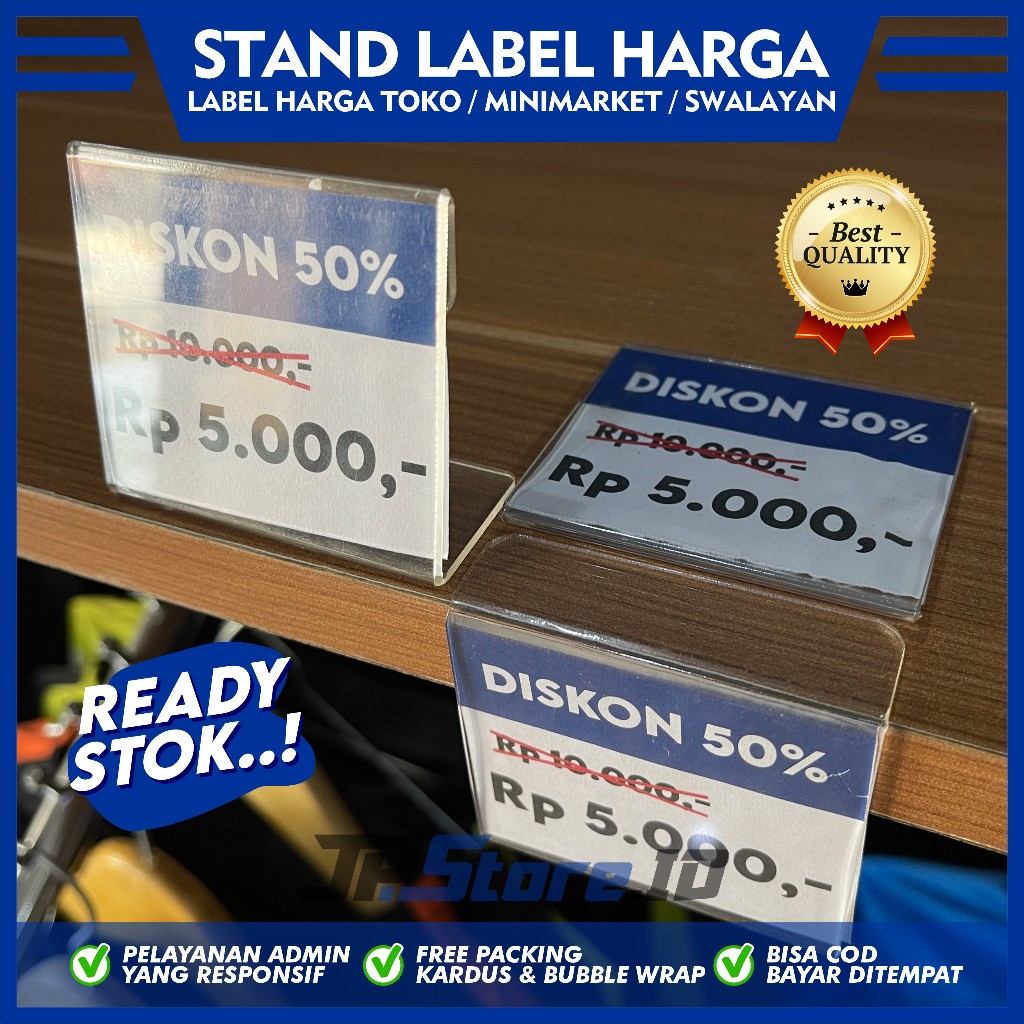 

JPID Label Display Harga Acrylic / Akrilik Product Price Tag / Tag Card Slip Minimarket / 5cm x 6cm