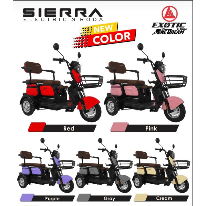 SEPEDA LISTRIK E-3 EXOTIC SIERRA (Electrik 3 Roda)