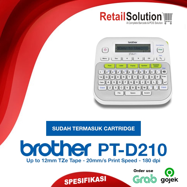 Printer Label Portable TZe - Brother P-Touch PT-D210 PTD210 PTD 210