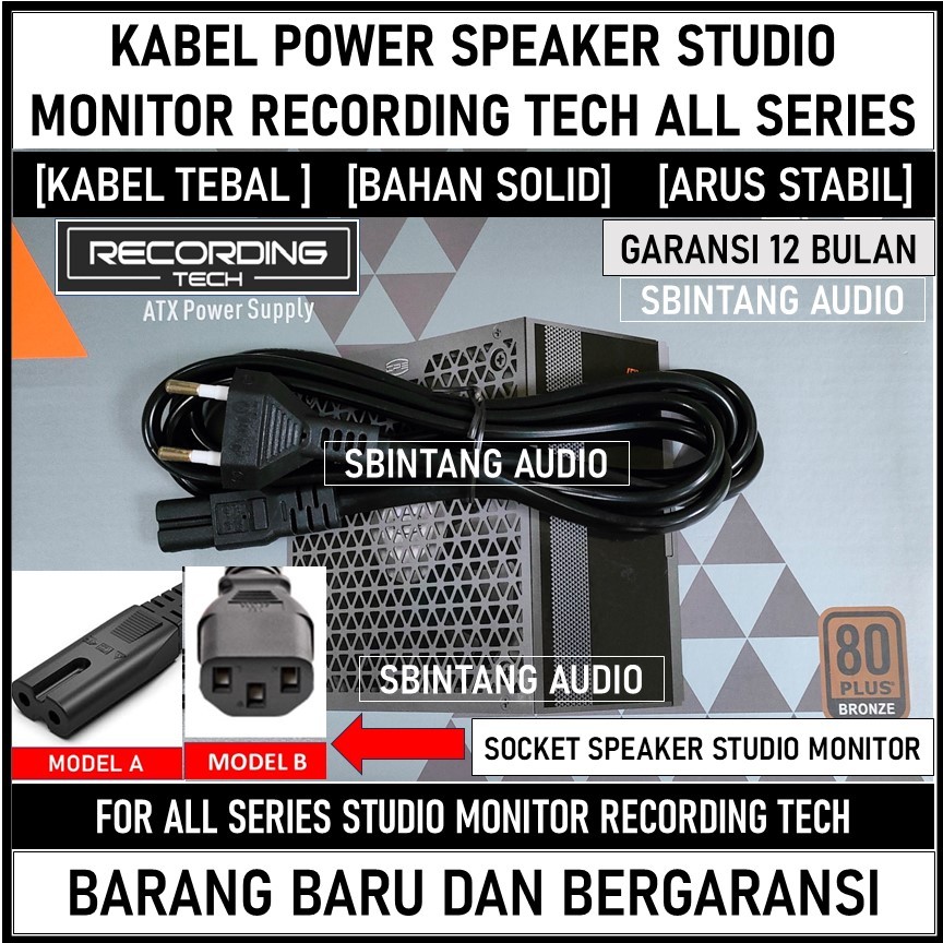 Kabel power speaker monitor Recording Tech RT3 RT5 RT6 terbaru