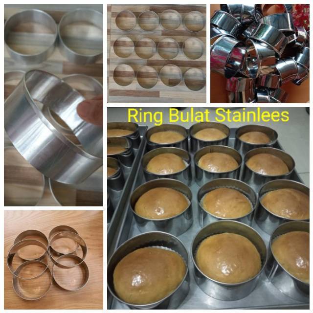 12 Pcs ring roti bulat ring burger ring cutter stainless steel 8cm tinggi 3cm cetakan Cromboloni