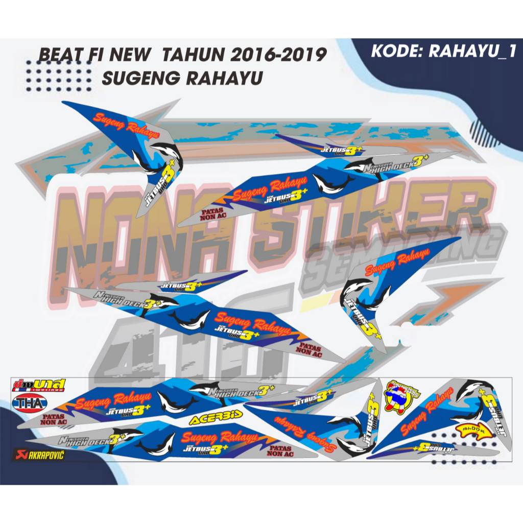 STIKER STRIPING DECAL BEAT FI NEW TAHUN 2016-2019 SUGENG RAHAYU