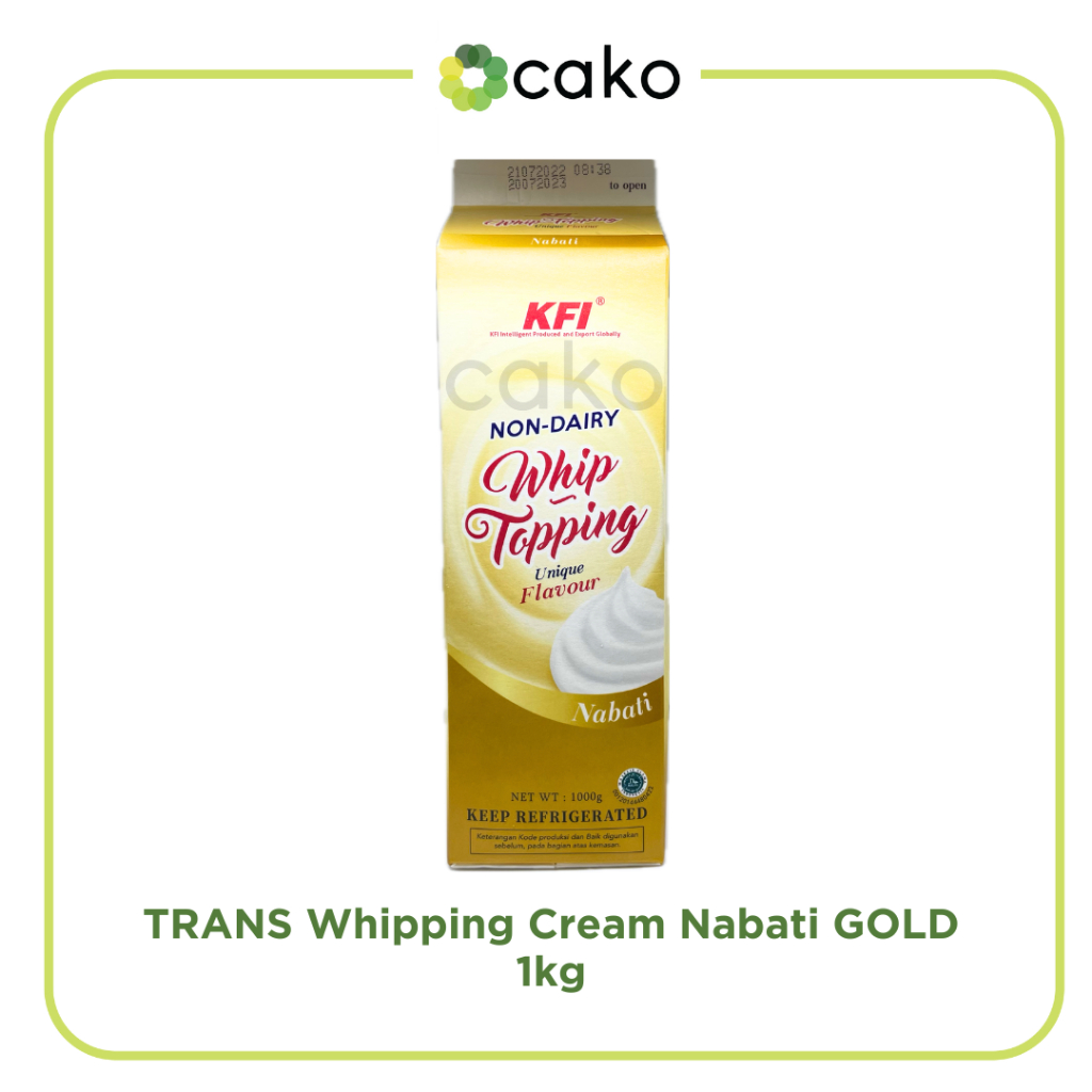 

Trans Whip Cream Nabati Gold 1kg / KFI Whip Topping ( Khusus Pengiriman Instant & Sameday)