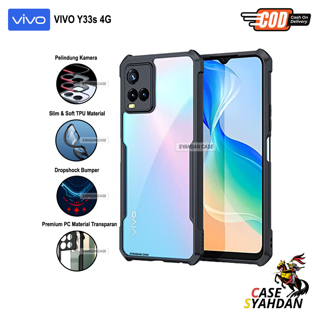 Case Vivo Y33s 4G Y33t Softcase Armor Transparan Pelindung Belakang Full Cover