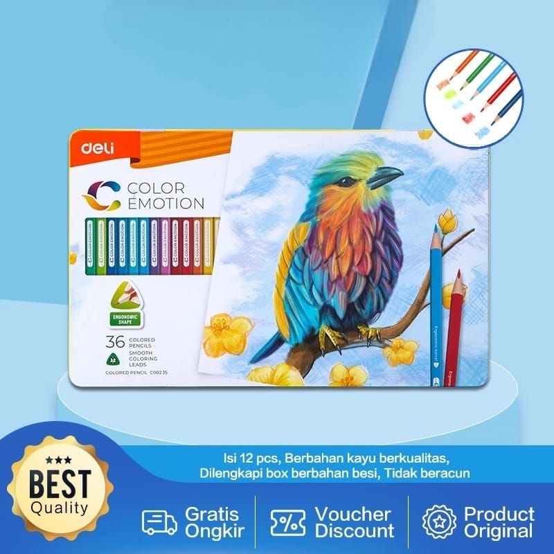 

Deli Pensil Warna Celup Halus 36 Warna, Bentuk Segitiga Ergonomis EC00235