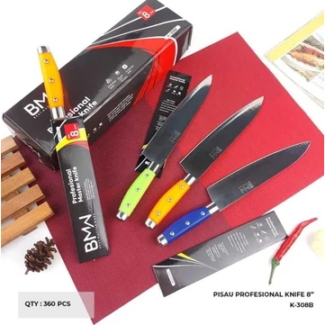 GB - PISAU STAINLESS GAGANG WARNA - PISAU TAJAM GAGANG PLASTIK WARNA RANDOM - PISAU DAPUR SERBAGUNA