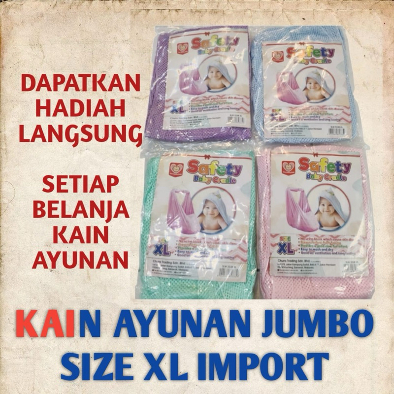 KAIN AYUNAN BAYI JUMBO IMPORT/ KAIN AYUNAN JALA JUMBO XL MALAYSIA MERK HAPPINESS BABY/ SAFETY BABY C