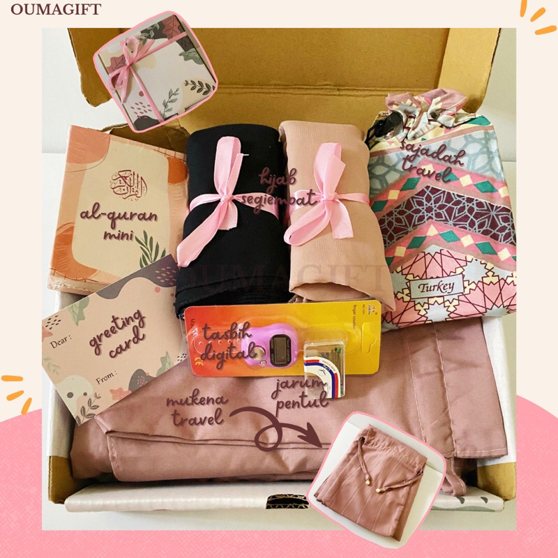 Kado Oumagift Hampers Mukena Dewasa Remaja Cewek Cewe Perempuan Wanita Kado Gift Box Satu Set Sajada