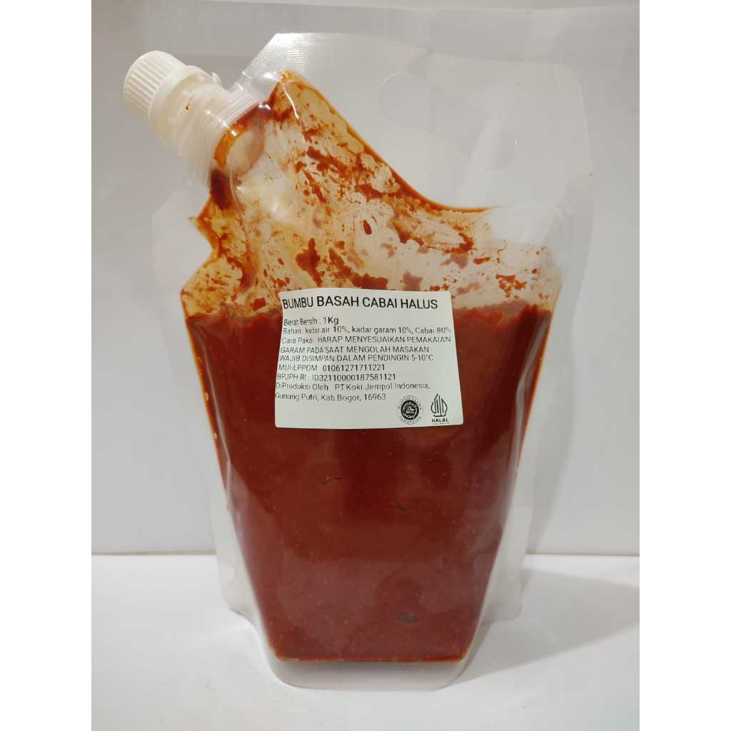 

Bumbu Basah Cabai Halus (Cabai giling halus) Kemasan Pouch 3kg Halal MUI & BPJPH RI