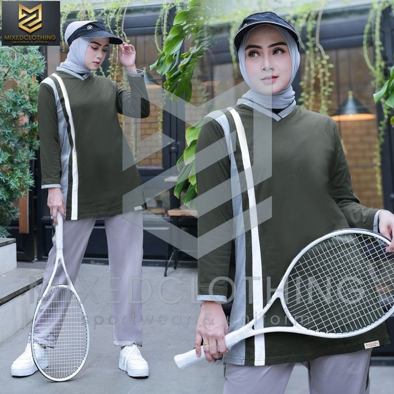 premium setelan olahraga muslim/pakaian olahraga tunik/setelan olahraga muslimah tunik wanita