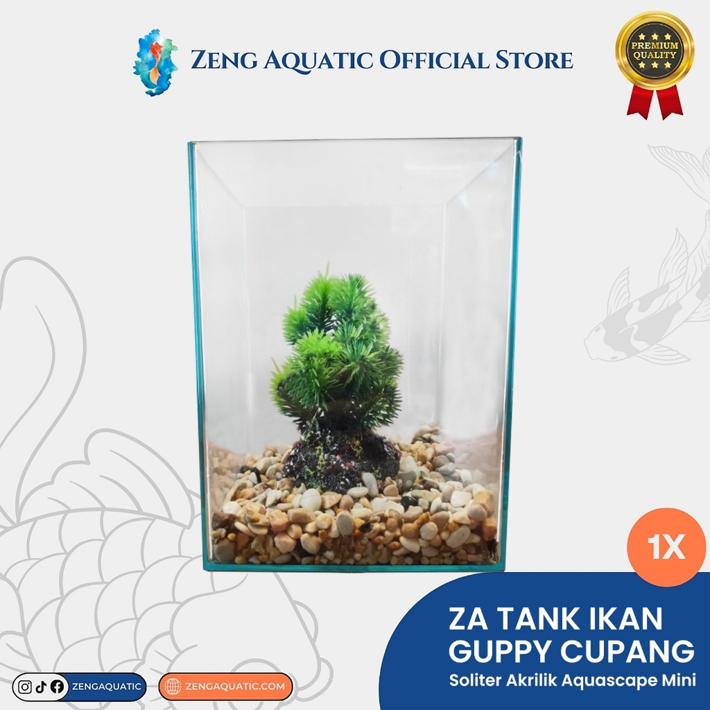 Soliter Akrilik Aquascape Mini Fullset Tank Cupang Guppy Minimalis By Zeng Aquatic