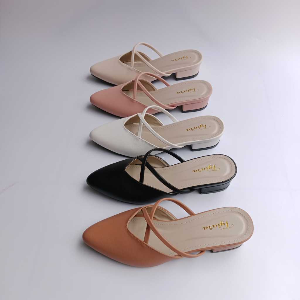 Sandal Heels Mules wanita Tinggi hak 3 cm