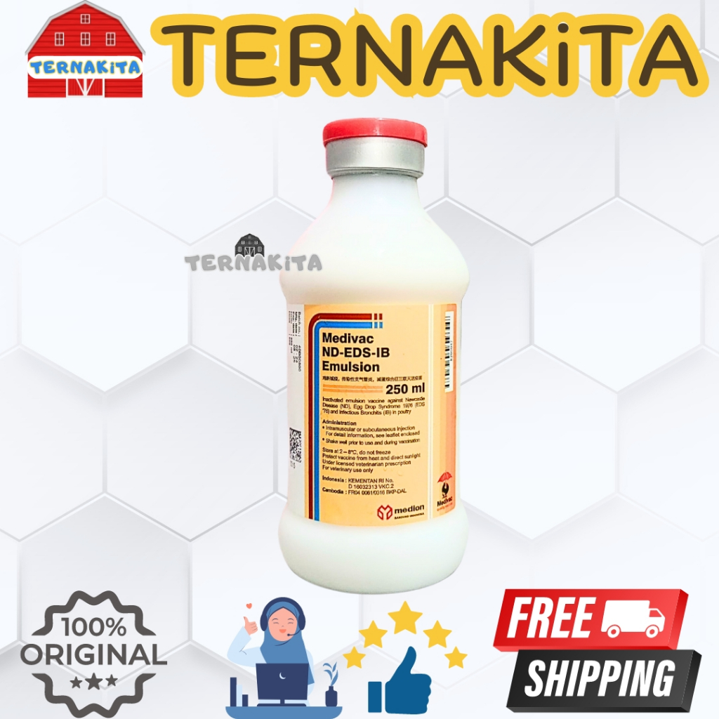 Vaksin ND EDS IB Emulsion 250ml Dosis 500 Ekor - Vaksin Ayam Mencegah Tetelo Serta Cacat Pada Telur 