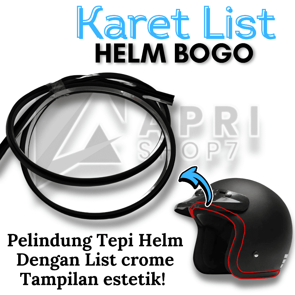 List Karet Helm Halfface, Hitam CROME KARET LIST HELM BOGO / karet helm/ lis /list helm