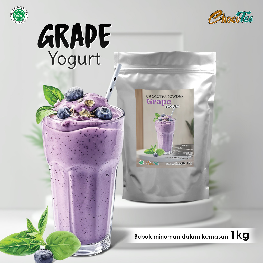 

BUBUK MINUMAN GRAPE YOGURT 1KG / SERBUK SEDUH ANEKA RASA / ICE SHAKE ES KEKINIAN / POWDER GRAPE YOGURT CHOCOLATE COKELAT COKLAT TARO MATCHA COOKIES CREAM VIRAL BANYAK PILIHAN VARIAN KEMASAN 1 KG 1000GRAM 1000 GRAM ENAK NIKMAT CREAMY LEZAT SUPPLIER