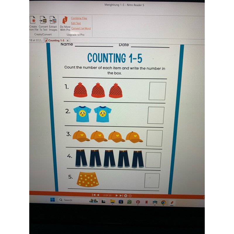 

LATIHAN SOAL TK / PAUD COUNTING 1-5 23 LEMBAR