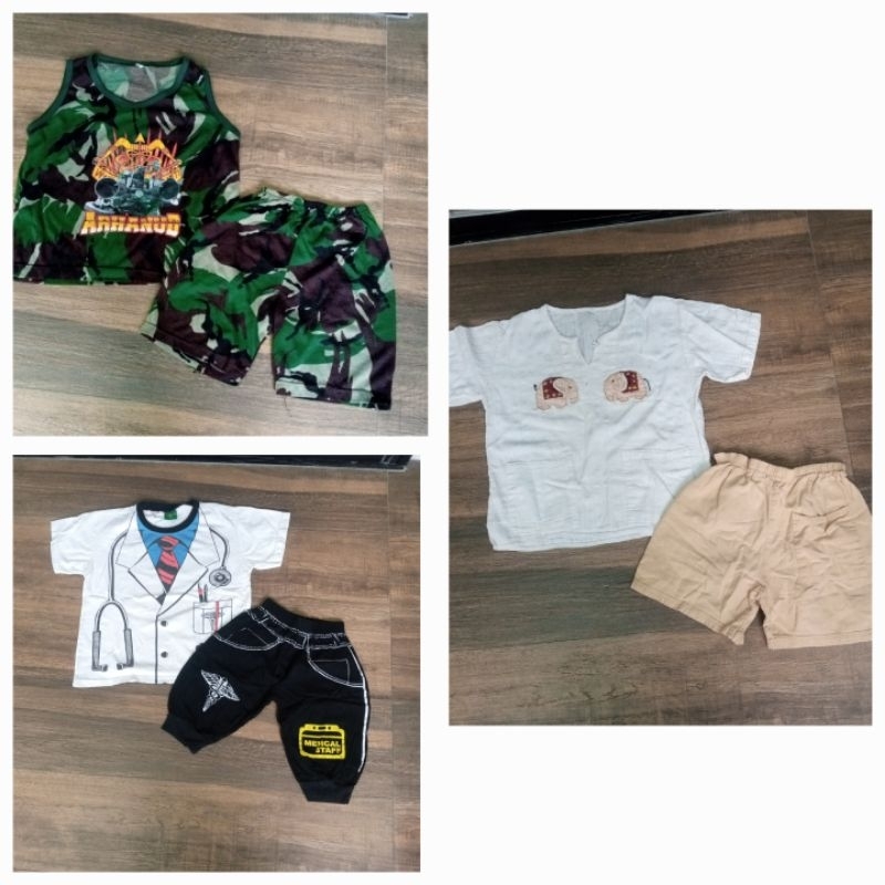 PJ.4 BAJU SET ANAK SETELAN GAJAH THAILAND TENTARA ARMY DOKTER DOCTOR 4-6Y
